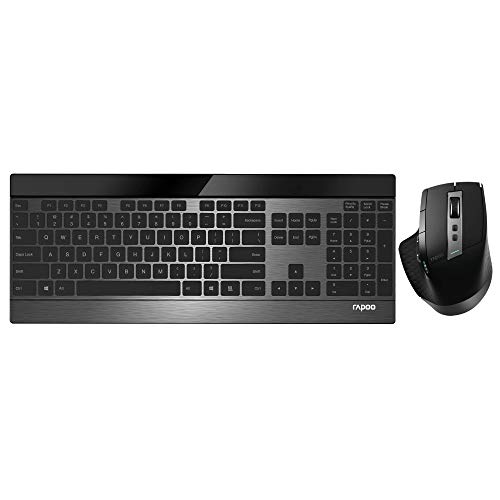 Rapoo QWERTY UK 9900M Ensemble de bureau avancé sans fil multimode Noir