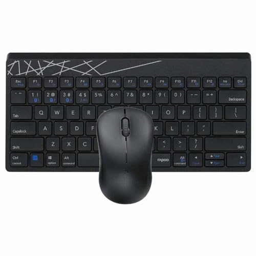 RAPOO | Combo de Clavier et Souris sans Fil (Pack Clavier et Souris sans Fil, Connexion multimode, Transmission sans Fil de 2,4 GHz et Bluetooth 3,0 et 4,0, Clavier QWERTY Espagnol, Souris Optique)