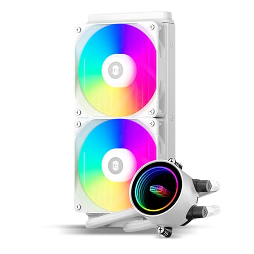 PCCOOLER CPS DA240 ARGB AIO Refroidisseur liquide 240 mm avec deux ventilateurs ARGB, pompe haute performance 3000 tr min, refroidisseur AIO efficace de 240 mm pour jeu sur PC, blanc