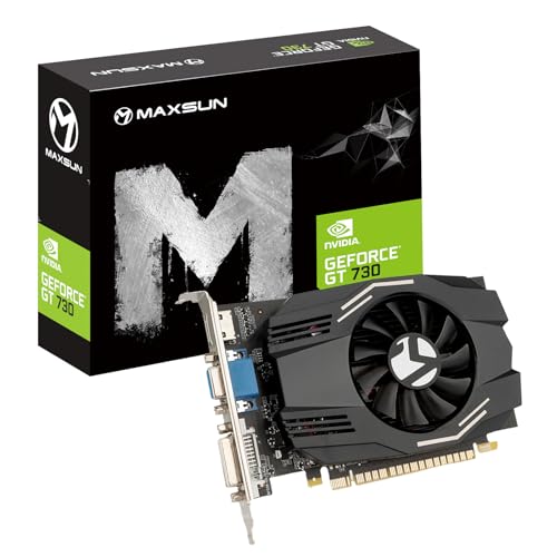 maxsun Cartes Graphiques GT 730 2Go Nvidia Carte Graphique GPU pour Ordinateur PC GDDR3 ITX Design PCI Express DVI-I, HDMI, VGA 4K