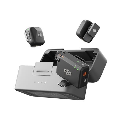 DJI Mic Mini (2 TX 1 RX Boîtier de Recharge), Ultra-léger, Audio de HQ, 48 h d’Utilisation, Annulation du Bruit, Limite Auto, Microphone sans Fil pour caméra iPhone Android, vlog, Streaming