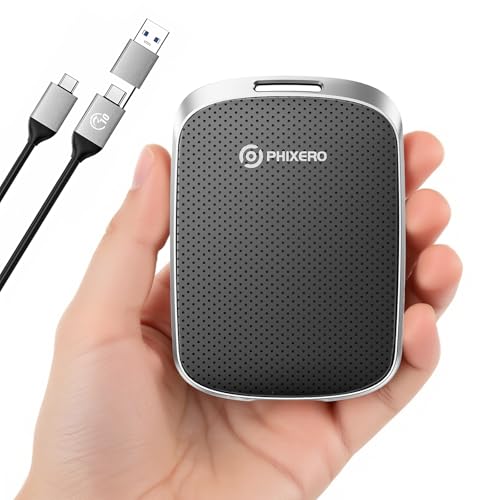 PHIXERO SSD externe portable 1 To jusqu'à 550 Mo s, USB 3.2 Gen 2 USB C vers C A pour smartphone tablette PC ordinateur portable appareil photo (Noir)