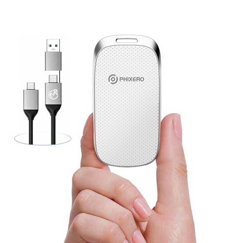 PHIXERO P20 Disque SSD externe portable 2 To, jusqu'à 2050 Mo s, disques SSD externes avec câble USB C 2 en 1 avec indicateur LED, disque dur portable USB 3.2 Gen 2 pour iPhone 15 16 Pro, Mac, PC et
