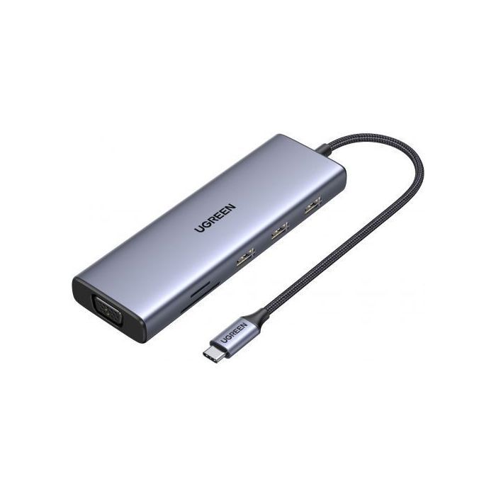 Hub USB-C 9 en 1 - UGREEN - HDMI VGA RJ45 SD TF USB-C - Black