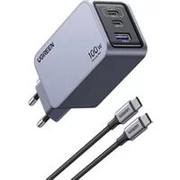 UGREEN Chargeur secteur 100W 3 ports Câble USB-C - 1,5m