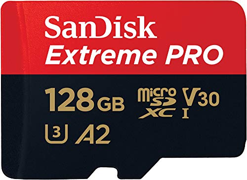 SanDisk 128 Go Extreme PRO microSDXC carte adaptateur SD RescuePro Deluxe jusqu'à 200 Mo s avec des performances applicatives A2 UHS-I Class 10 U3 V30