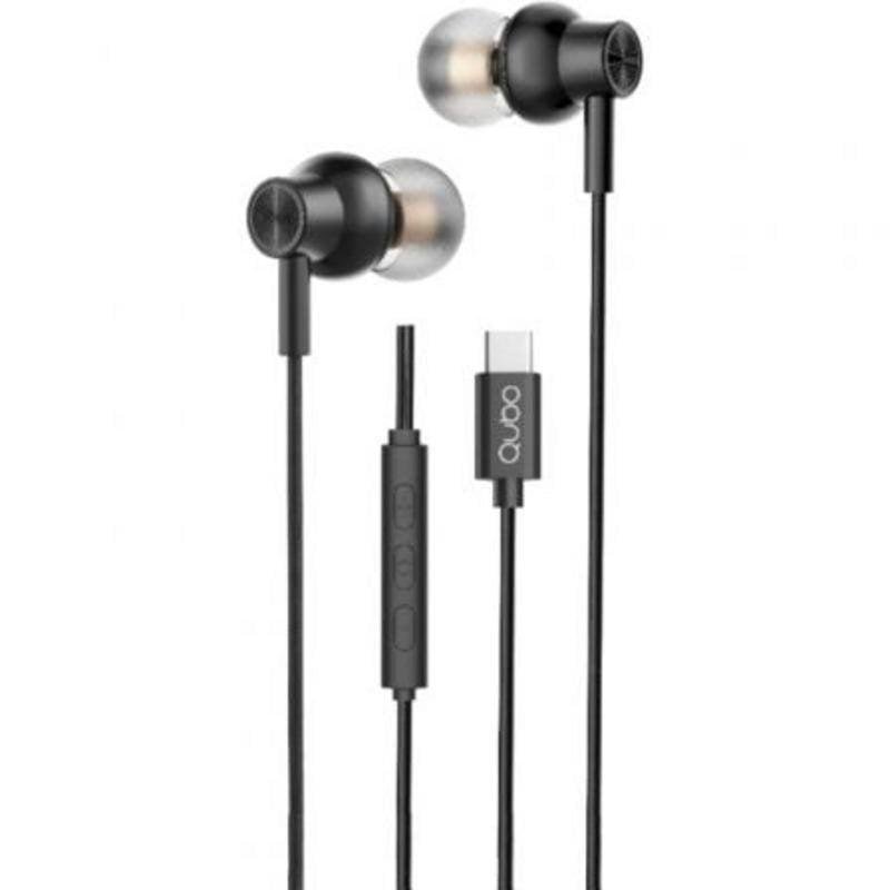 qubo Auriculares Qubo AU-300C avec câble USB-C, micro intégré et contrôle volume Black