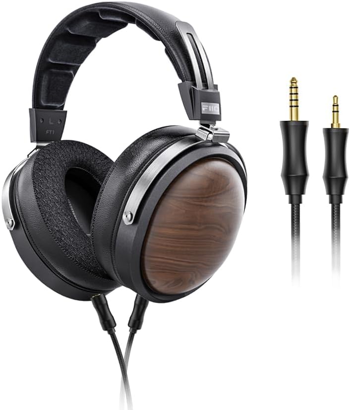 fiio Écouteurs FiiO FT1 avec câble en bois de noyer Black, diaphragme en fibre et câble détachable