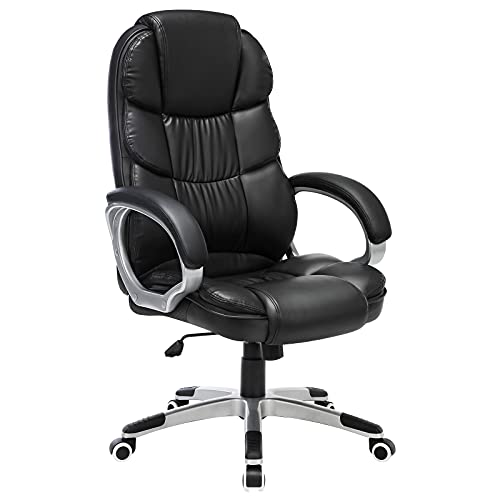 SONGMICS Fauteuil de Bureau, Chaise pour Ordinateur, Hauteur Réglable, PU