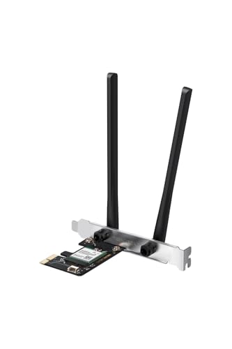 MERCUSYS MA80XE TP-Link WiFi 6 Carte WiFi PCIe AX3000Mbps, Bluetooth 5.3, Bi-Bande (5GHz 2.4GHz), Chipset Intel Wi-FI 6E, WPA3, MU-MIMO, OFDMA, Carte WiFi PC Fixe, Windows 11 10