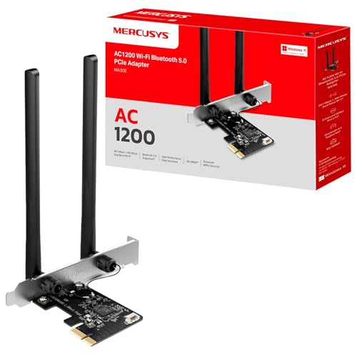 MERCUSYS MA30E AC1200Mbps Wireless Bluetooth 5.0 PCIe WiFi Adapter for PC, MU-MIMO Wide Signal Coverage PCIe WiFi Card, Network Card for Desktop PC Windows 10 11 (64Bit)