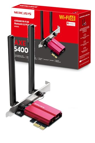 Mercusys MA86XE Carte Wi-FI PCIe Wi-FI 6E AXE5400 Tri-Bande, Bluetooth 5.3, Antennes Haute Performance, WPA3, Compatible PC Windows 10 11