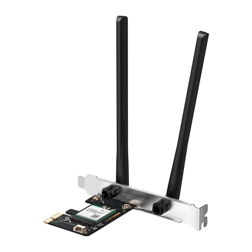 Mercusys MA70XE Carte Wi-FI PCIe Wi-FI 6 AX1800 Double Bande, Bluetooth 5.4, Antennes Haute Performance, WPA3, Compatible PC Windows 10 11