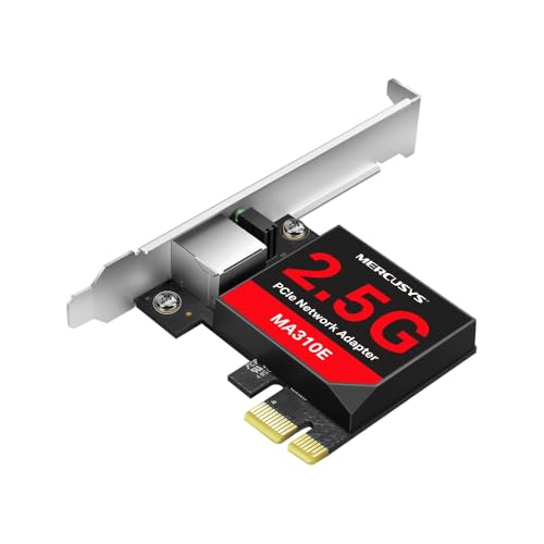Mercusys MA310E Carte Réseau PCIe 2.5 Gigabit Ethernet RJ45, Adaptateur LAN 2.5 Gbps, Wake-on-LAN, Faible Consommation, Support Standard Profil Bas, Compatible Windows Linux