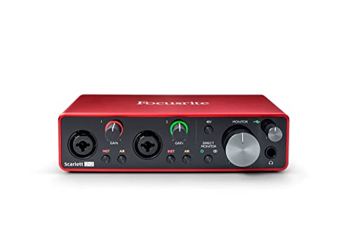 Interface audio USB Focusrite Scarlett 2i2 de 3e génération pour l'enregistrement des prises de son haute fidélité, de qualité studio, et tous les logiciels dont vous avez besoin pour enregistrer