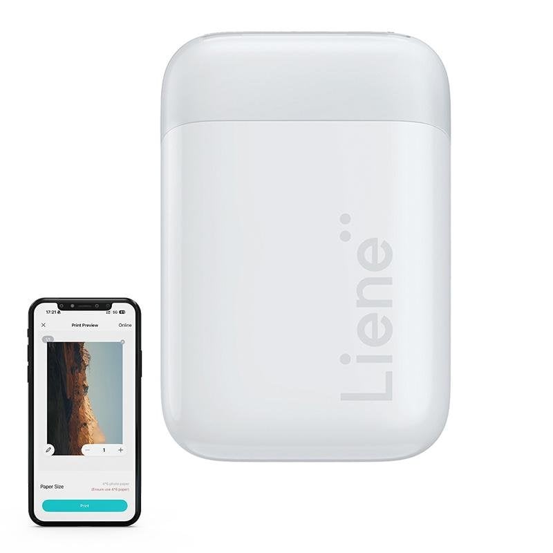 liene Imprimante portable Bluetooth Liene Pearl 2x3 avec batterie intégrée et papier adhésif