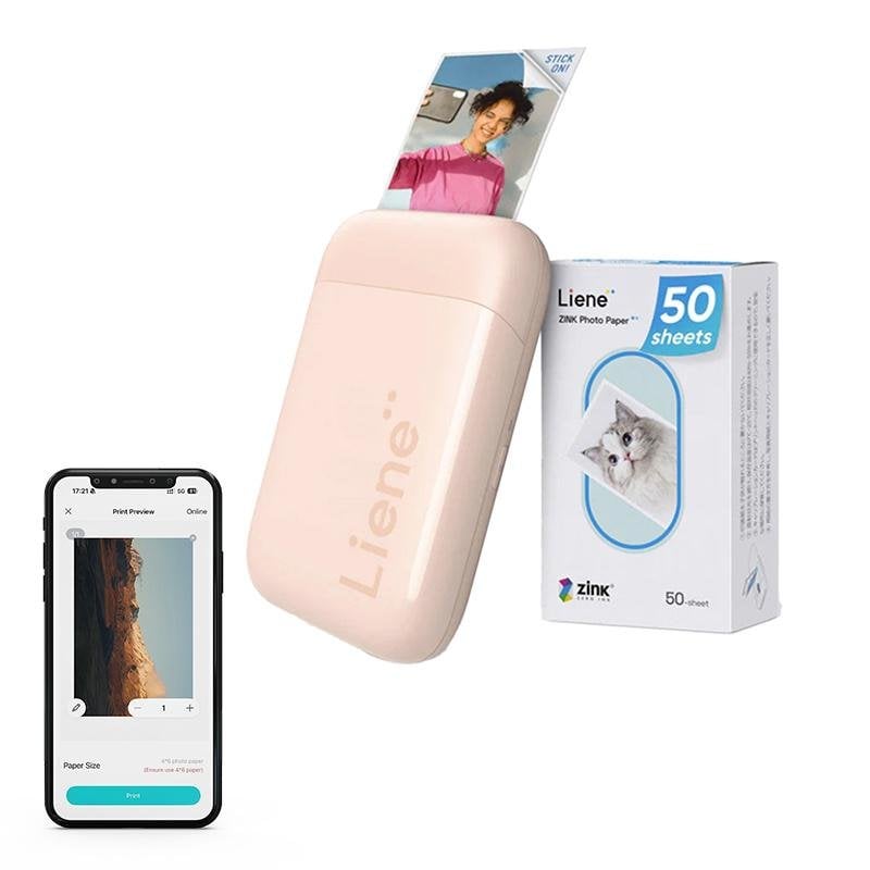 liene Imprimante portable Bluetooth Zink Liene Pearl 2x3 Pink sans encre