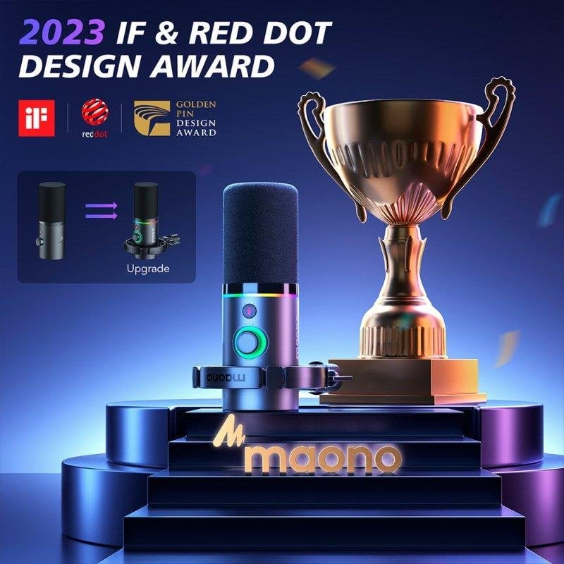 maono Microphone Maono PD200XS USB XLR dynamique cardioïde RGB avec bras support