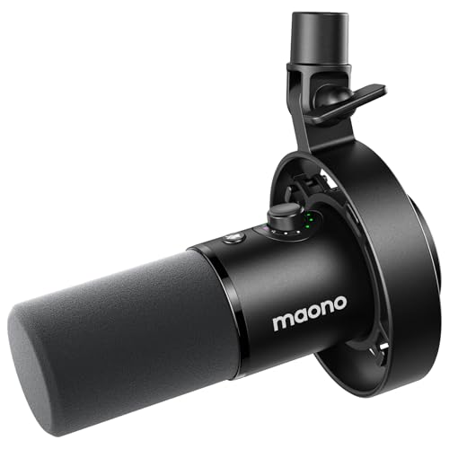 MAONO Microphone PD300X pour Podcast - Micro Professionnel XLR USB, Hi-FI 192 kHz 24 Bit, réduction du Bruit, Logiciel Link, idéal pour Le podcasting et Les enregistrements vocaux en Studio.