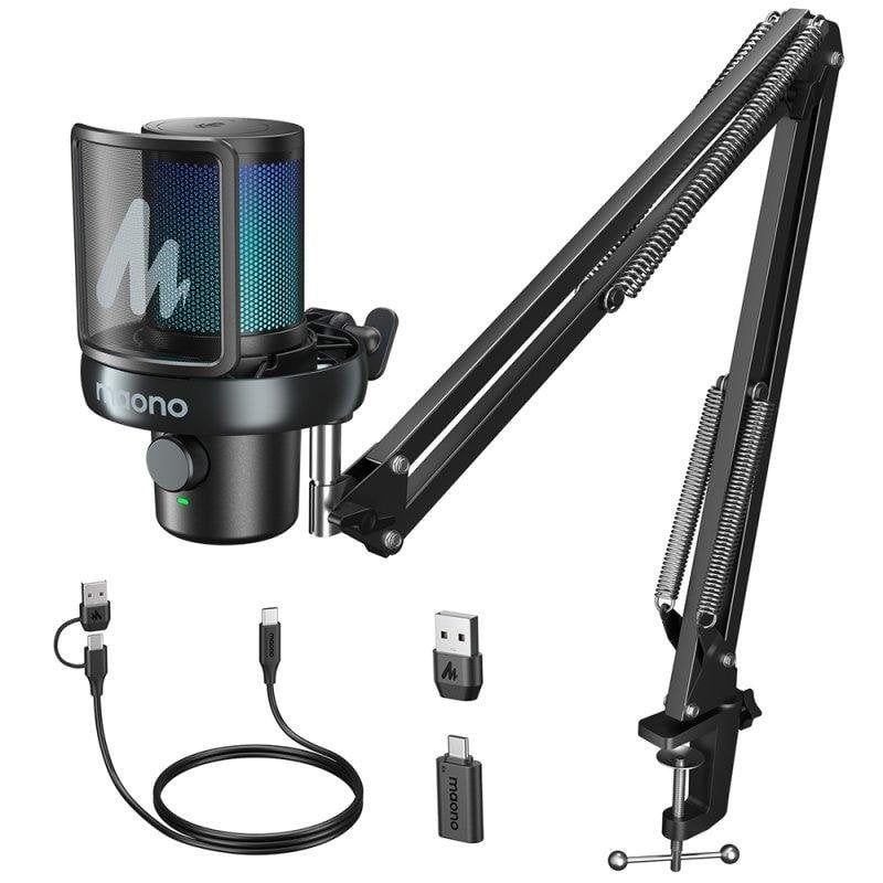 maono Microphone Maono DM40 Pro S USB sans fil cardioïde RGB avec bras articulé