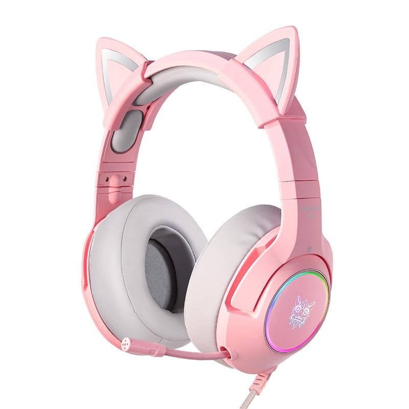 onikuma Casque ONIKUMA K9 avec câble USB RGB, micro ajustable, design gaming Pink