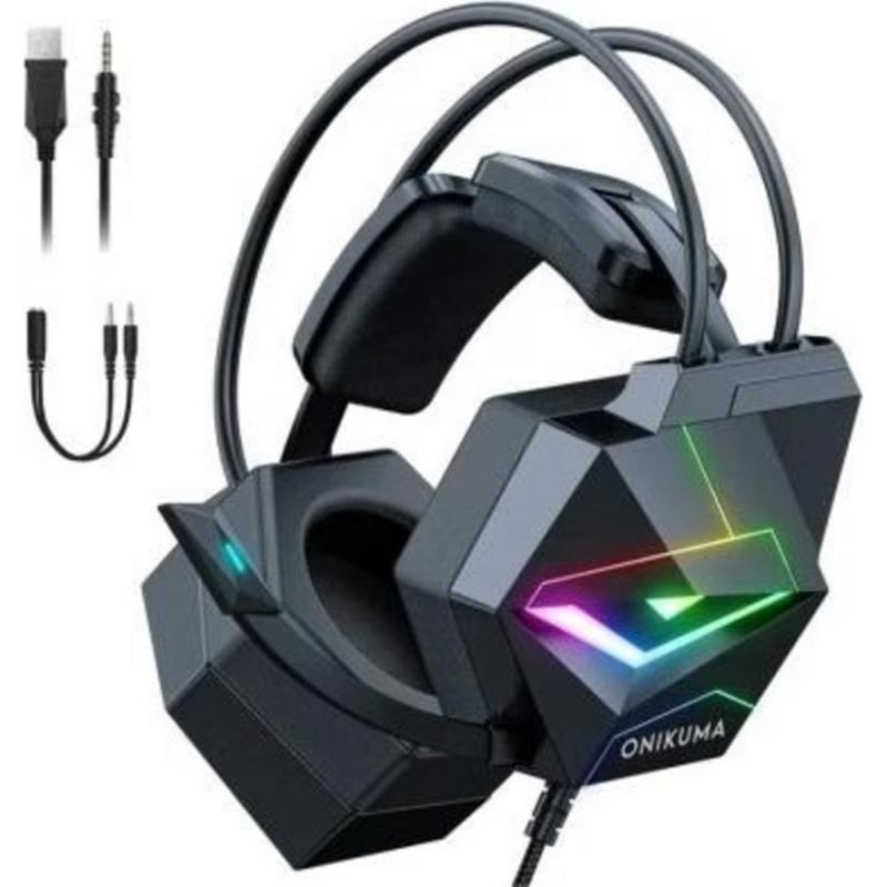 onikuma Casque Onikuma X20 filaire USB avec micro pour gaming, Black