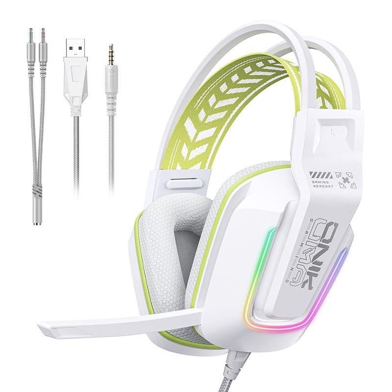 onikuma Casque ONIKUMA X13 filaire USB et jack 3,5 mm gaming RGB White