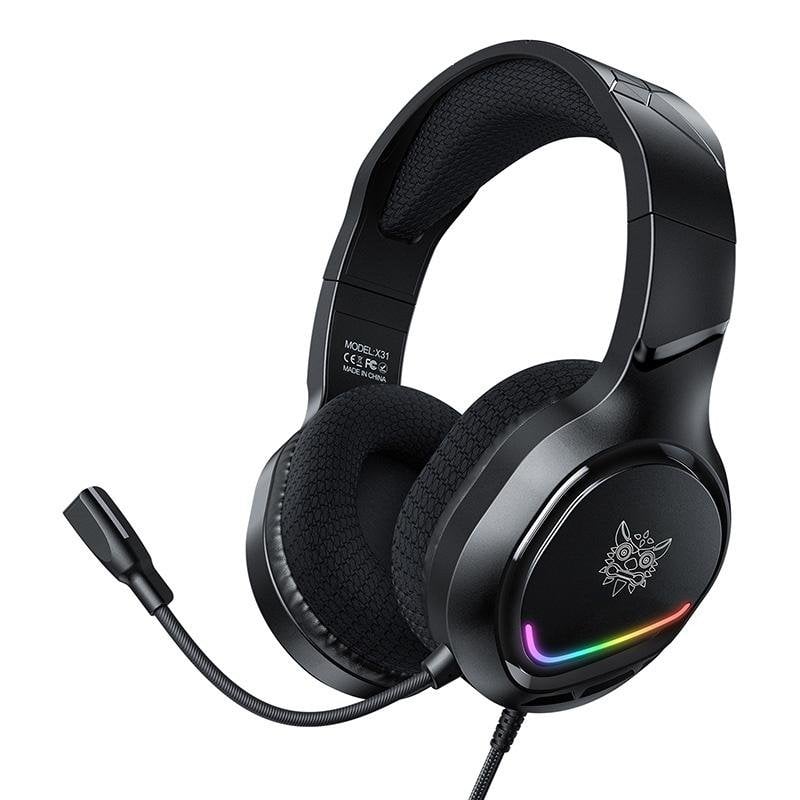 onikuma Casque ONIKUMA X31 filaire USB et jack 3,5 mm gaming RGB micro flexible Grey