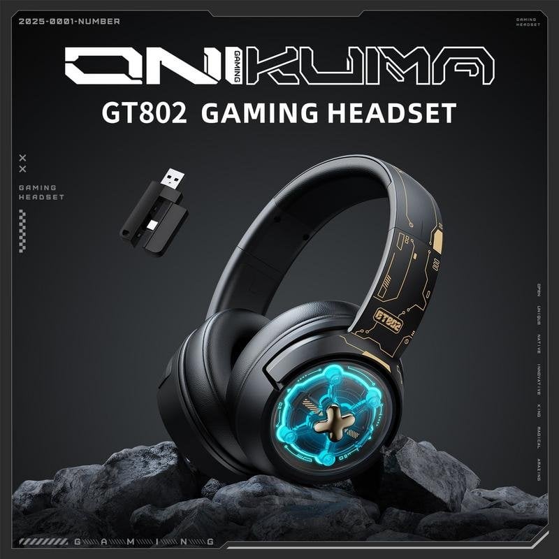 onikuma Casque Onikuma GT802 sans fil et filaire Bluetooth gaming rétroéclairé Black