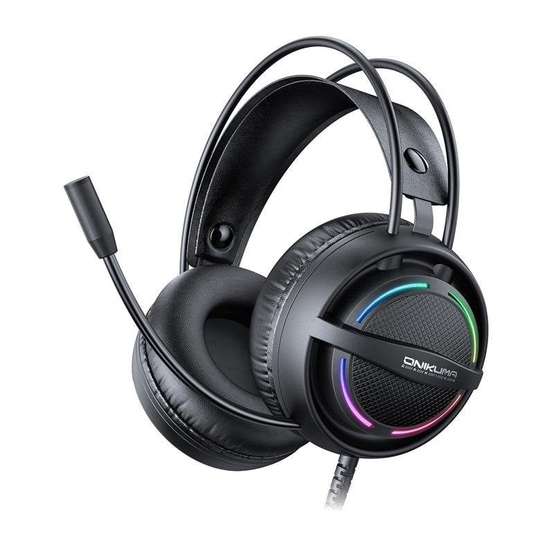 onikuma Auriculares ONIKUMA X88 avec câble USB et jack 3,5 mm pour gaming, micro anti-bruit RGB Black