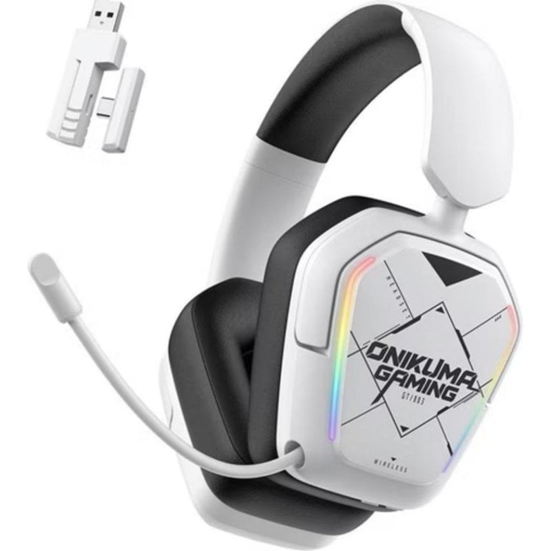 onikuma Casque Onikuma GT883 sans fil Bluetooth, câble, Over Ear gaming White