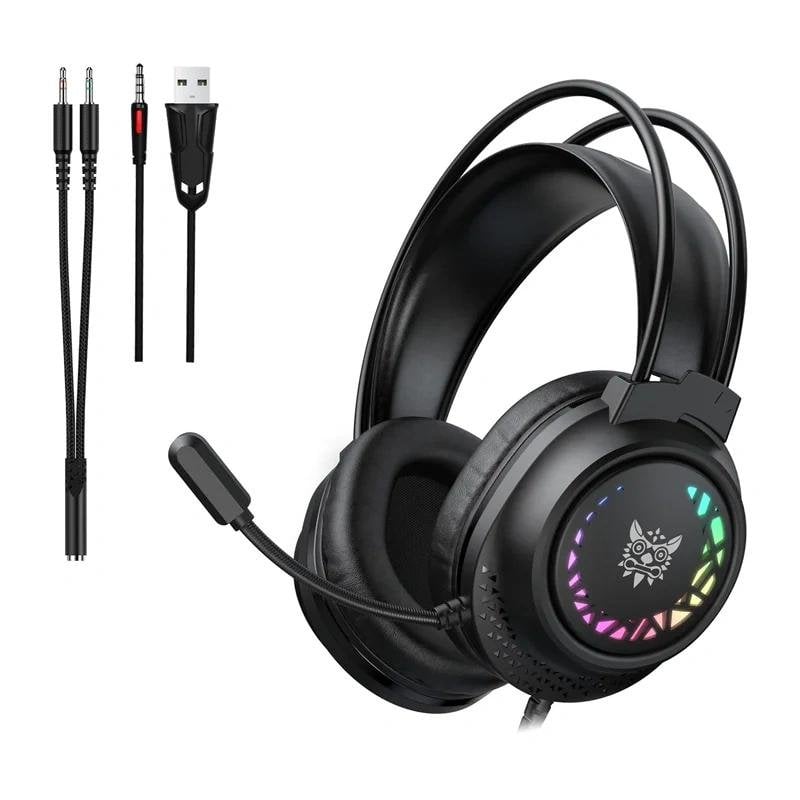 onikuma Casque ONIKUMA X92 filaire USB et jack 3,5 mm gaming avec micro et RGB Black