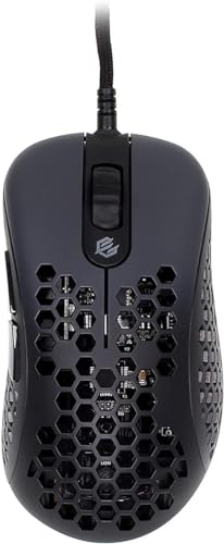 Gwolves Skoll Mini SK-S Souris de Jeu Ergonomique ultralégère en nid d'abeille avec capteur 3389 - Patins en PTFE - 16 000 DPI - Câble détachable (Noir) - Taille S - 50 g