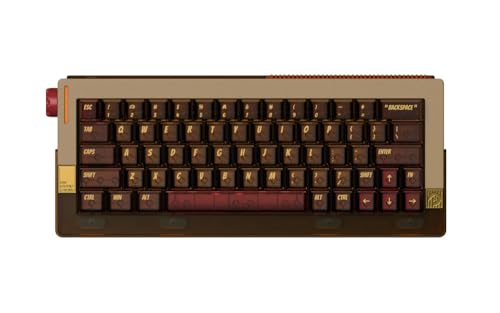 DRY STUDIO Retro 63 RT HE Clavier de jeu filaire magnétique avec sensation mécanique, métal et PEI avec faible latence 8K et commutation de mode RVB – Ambre brumeux