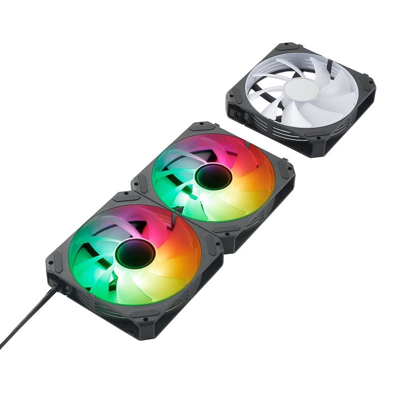 abysm Arclight 2.0 ARGB Ventilateur 120 mm PWM avec connexion série Black Pack 3 unités