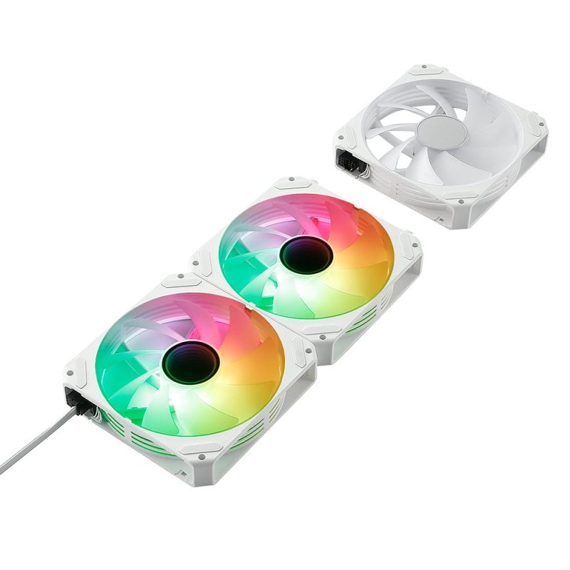 abysm Arclight 2.0 ARGB Ventilateur 120 mm PWM avec connexion série White Pack 3 unités