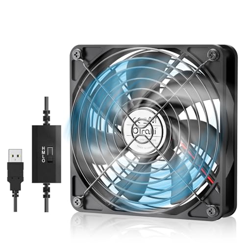 OTraki 120mm Mini Ventilateur Portable, Ventilateur Pc Usb 5v 3 Vitesse Réglable Usb Ventilateurs Ultra-Silencieux, Mini Ventilateur De Pc Avec Grille En Métal Pour Pc Ps4 Ps5 Routeur Serveur