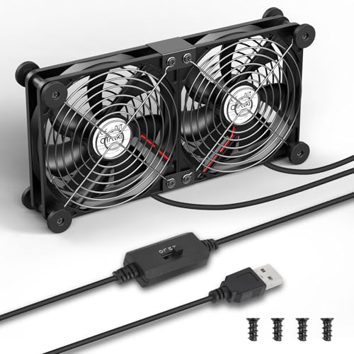 OTraki 120 mm Ventilateur PC USB Double Rangée 2 En 1, Ventilateur Mini USB 3 Vitesses Réglable Refroidisseur PC Portable Avec 8 Absorbeurs De Chocs Pour Routeur PS4 Tv Box Ordinateur Portable