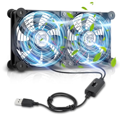 OTraki Ventilateur USB 14CM×14CM×2.5CM 3 Vitesses Double Rangée avec 8 Pieds Absorbant Ventilateur PC Silencieuse pour PC, Ordinateurs Portables, Projecteurs, Routeurs et Autres Appareils