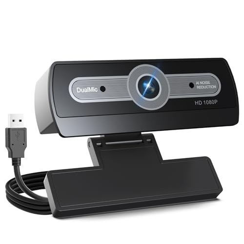 XOCLON Webcam Full HD 1080p pour ordinateur portable avec microphone, caméra de streaming USB Plug Play