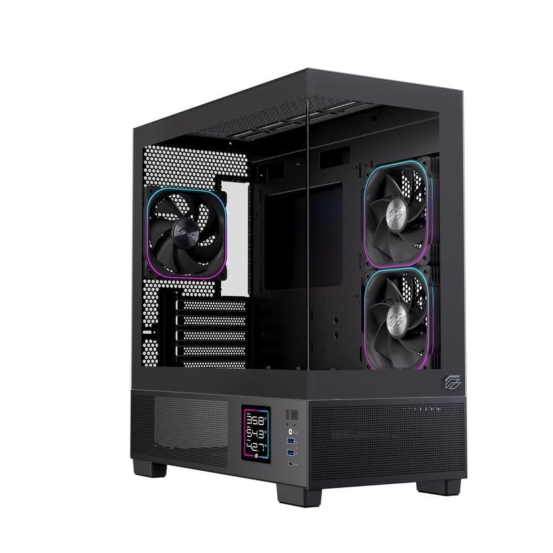 einarex Boîtier Einarex PRISMA SM501D RGB Black micro ATX RGB verre trempé