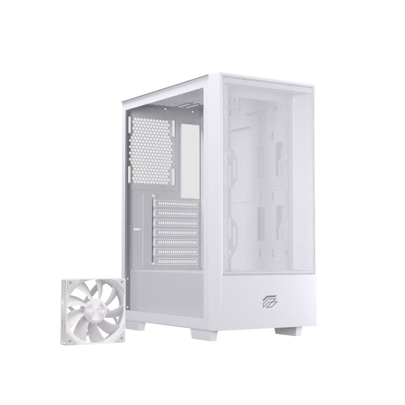 einarex Boîtier tour Einarex PULSE P100 Core White avec panneau en maille Airflow et boîtier ATX en verre trempé White