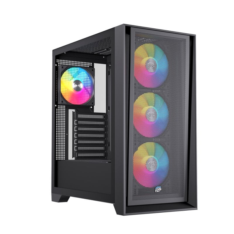einarex Einarex Pulse P600 RGB Black ATX Micro ATX Mini-ITX Tour Verre Trempé 3x120mm RGB