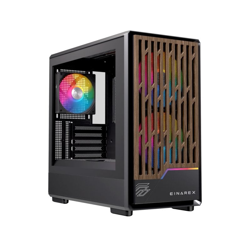 einarex Tour compacte Einarex PULSE PM400 RGB Black, bois, 2x140 mm, micro ATX, verre trempé