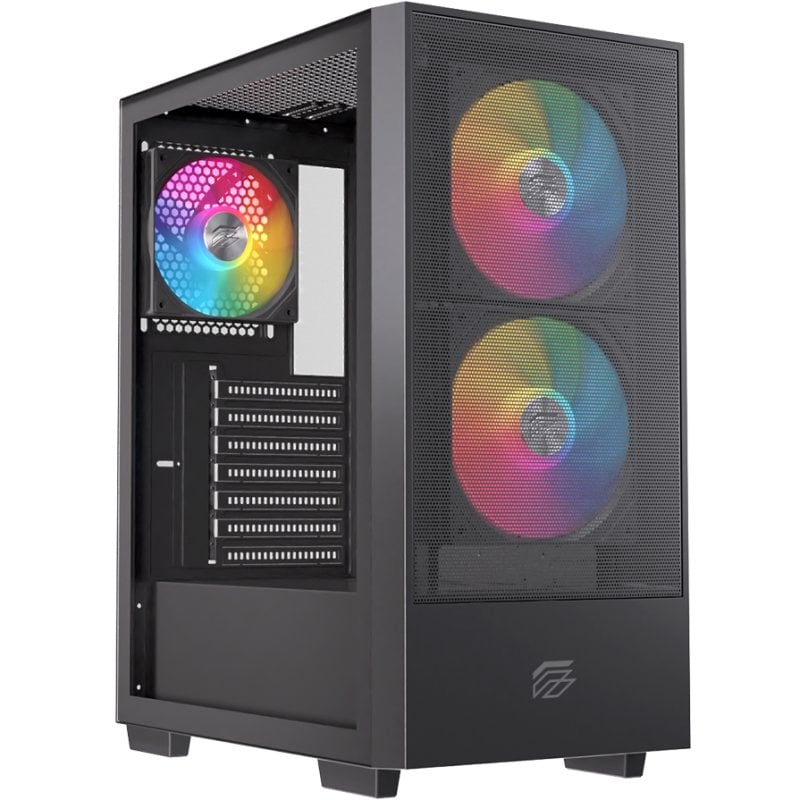 einarex Boîtier PC Einarex Pulse P100 RGB Black avec panneau en verre, compatible avec 6 ventilateurs, cadre de 360 mm