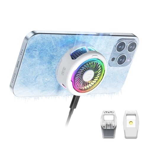 Black Shark FunCooler 5 Refroidisseur Telephone Magnétique, ventilateur telephone portable avec éclairage RGB, Phone Cooler compatible avec la série magnétique iPhone Android tablette iPad (Blanc)