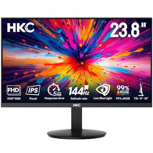 HKC 24 Pouces Écran Gaming IPS 144Hz Full HD,1080p,5ms GTG,VESA, Noir