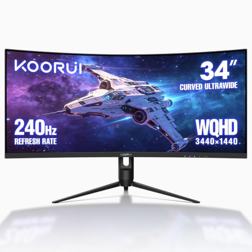 KOORUI Écran Gaming Ultrawide Courbé 34 1500R, 3440x1440 240Hz 21 9 HDR400