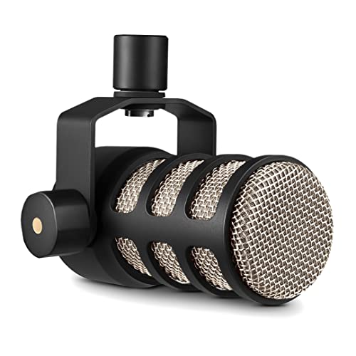 RØDE PodMic, Microphone dynamique de qualité broadcast avec support pivotant intégré pour le podcasting, le streaming, le gaming et l’enregistrement vocal, XLR (Noir)