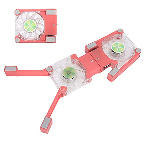 Aeun Refroidisseur d'Ordinateur Portable, Double Ventilateur alimenté par USB, Tapis de Refroidissement Antidérapant Pliable pour Ordinateur Portable (Rose)